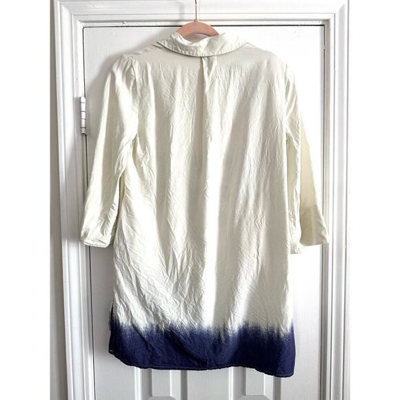 Maeve ANTHROPOLOGIE Watercolor Printed Tunic Top Floral Bird Pockets Linen Sz XS - Picture 5 of 6